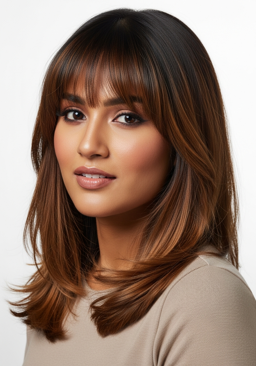 Balayage with Bangs Medium