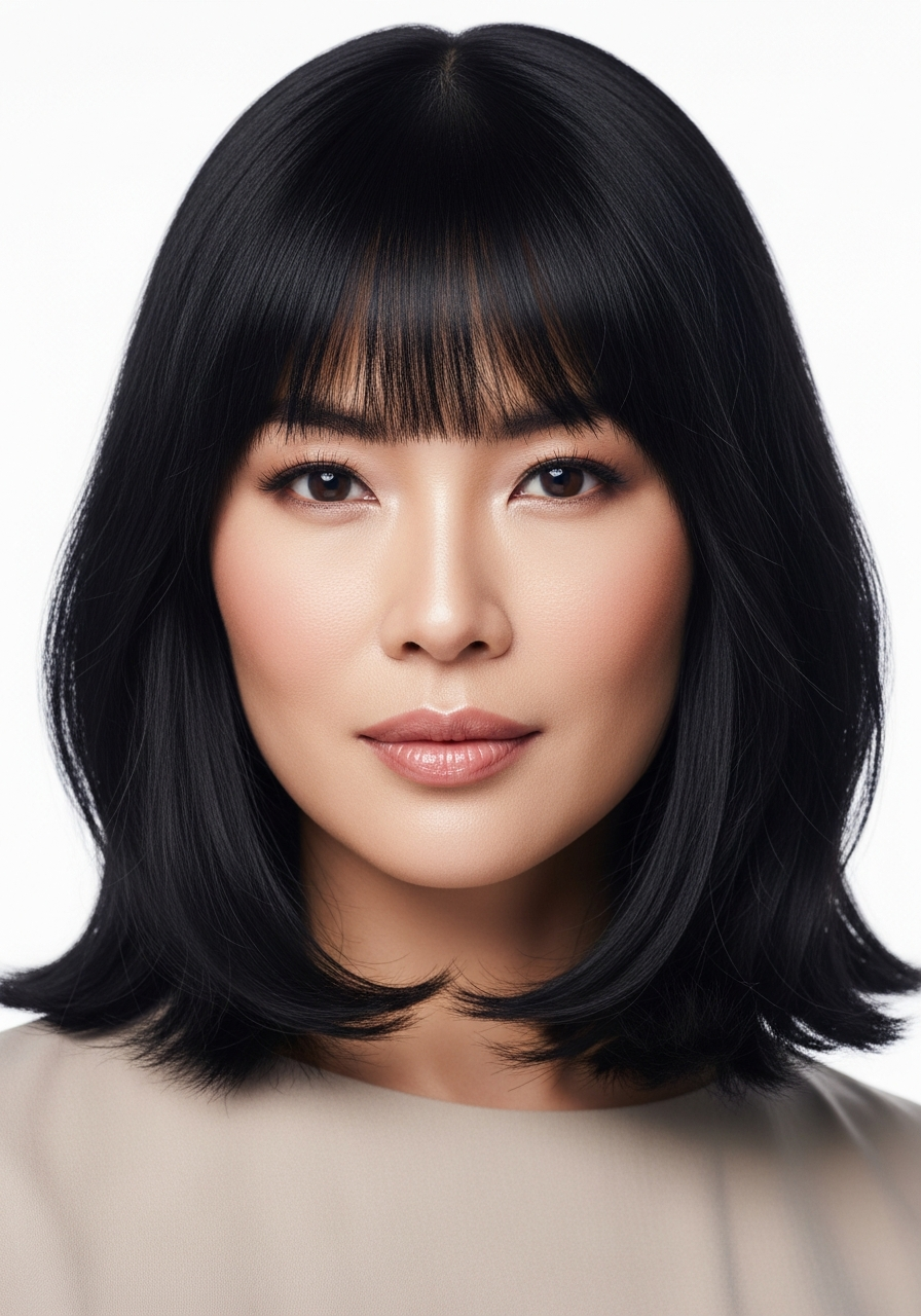 Blunt Bangs Medium Length