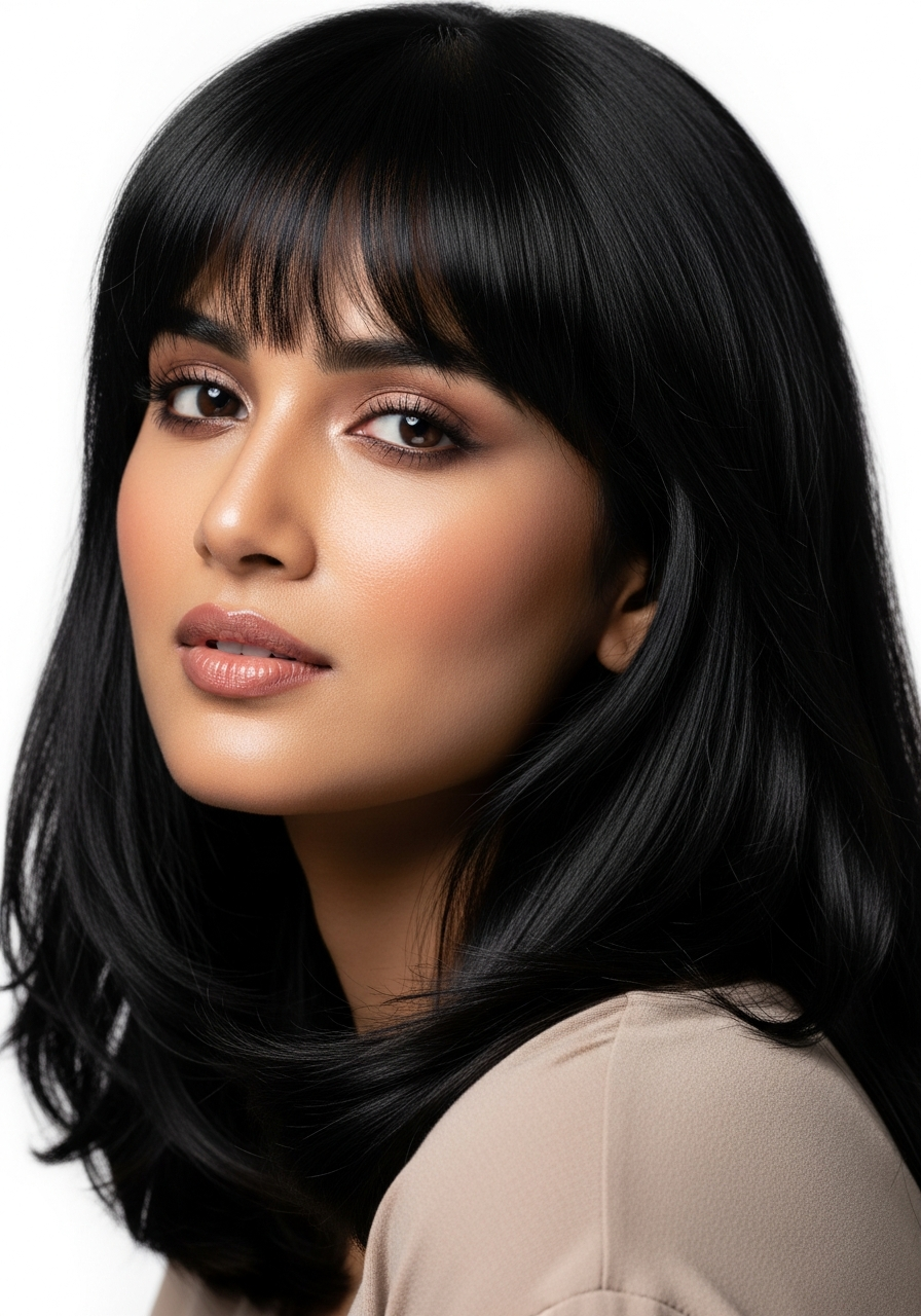 Straight Bangs Medium Length