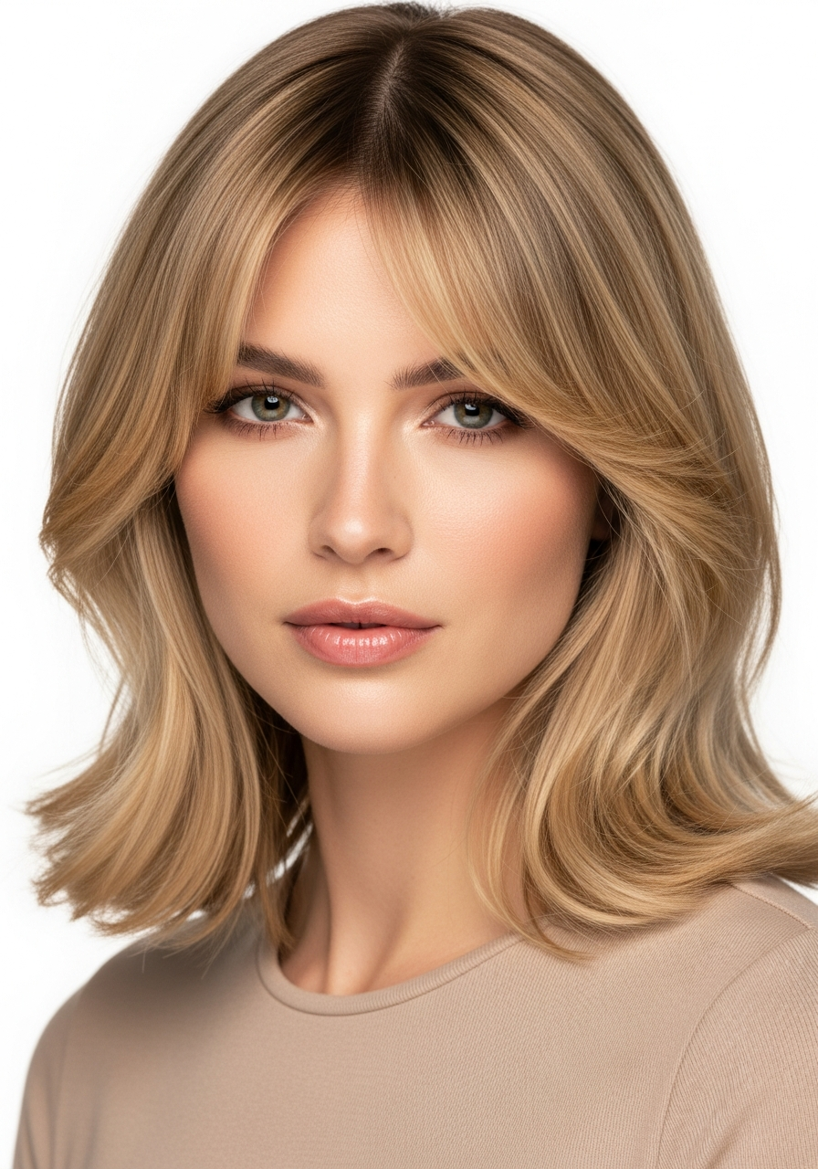 Medium Waves with Curtain Bangs