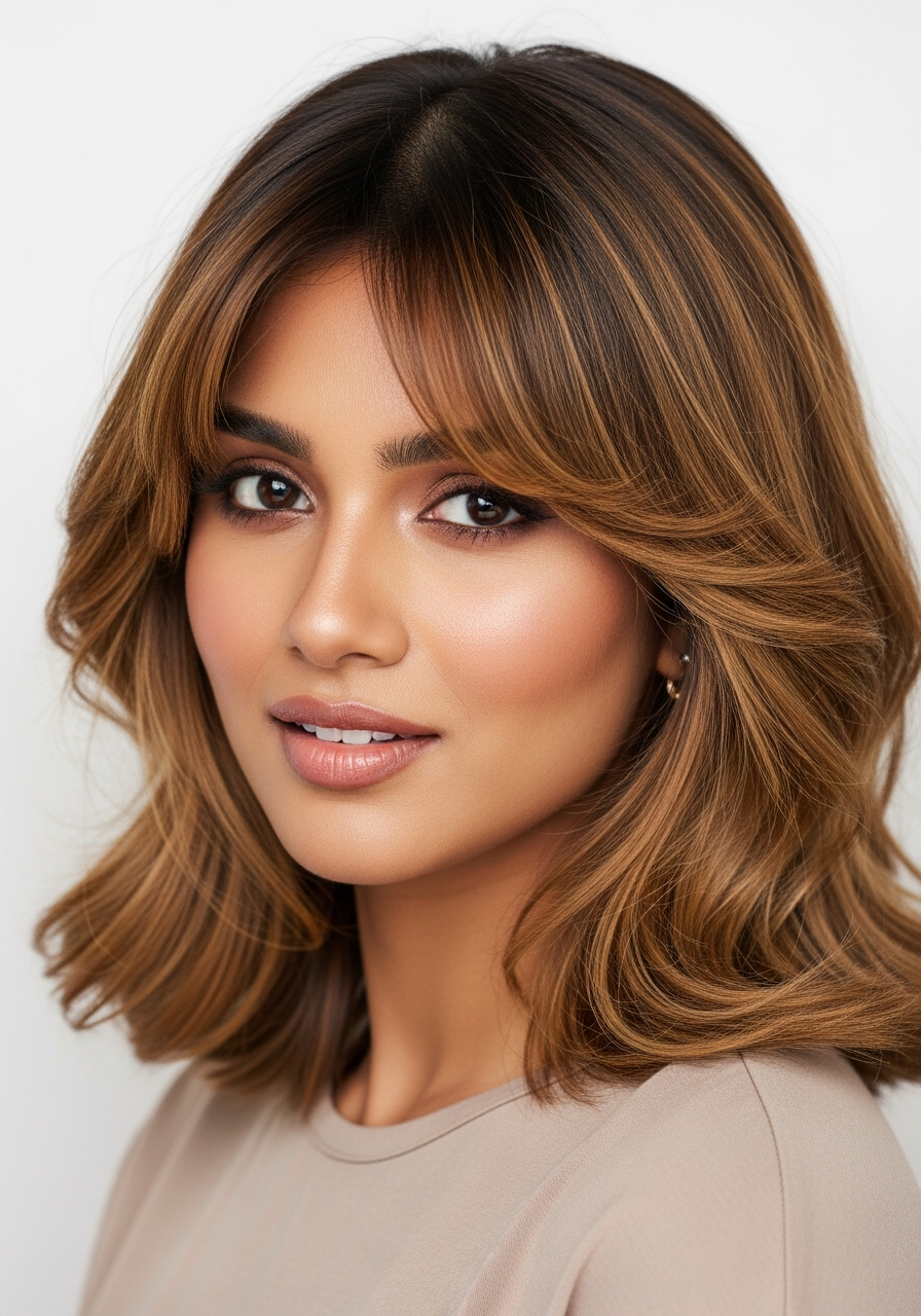 Wavy Lob with Curtain Bangs
