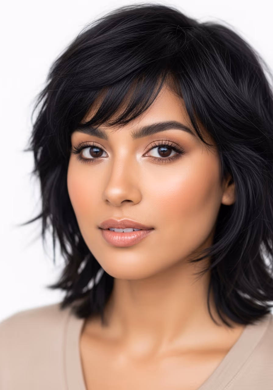 Choppy Shag Dark - 22 Shoulder-Length Shag Haircuts Trending