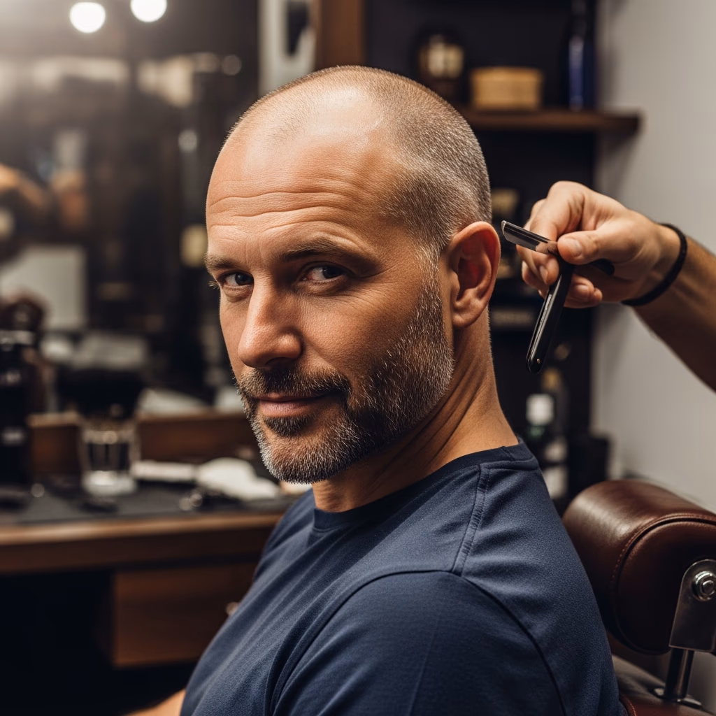 Clean Shaved Stubble Beard Embrace — for men experiencing hair loss or thinning in 2026