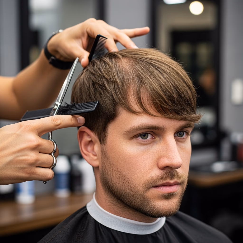 Forward Fringe Coverage Cut Hide — for men experiencing hair loss or thinning in 2026