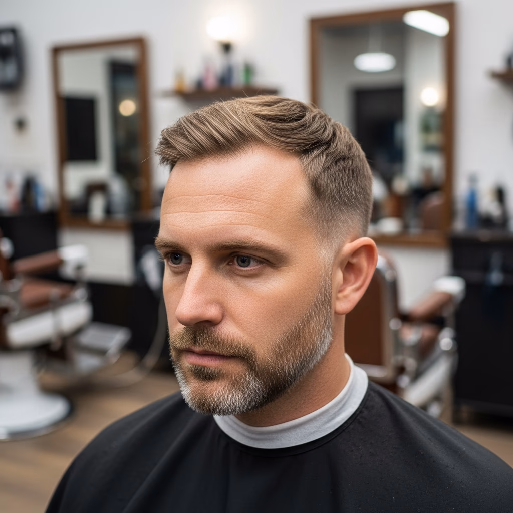 Forward Fringe Taper Hide — for men experiencing hair loss or thinning in 2026