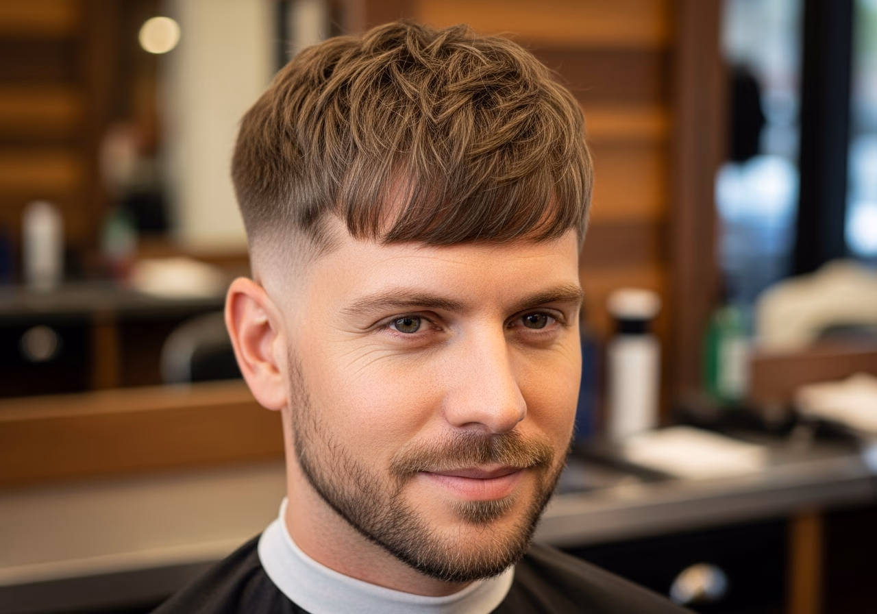Textured Crop Forward Fringe Hide — for men experiencing hair loss or thinning in 2026