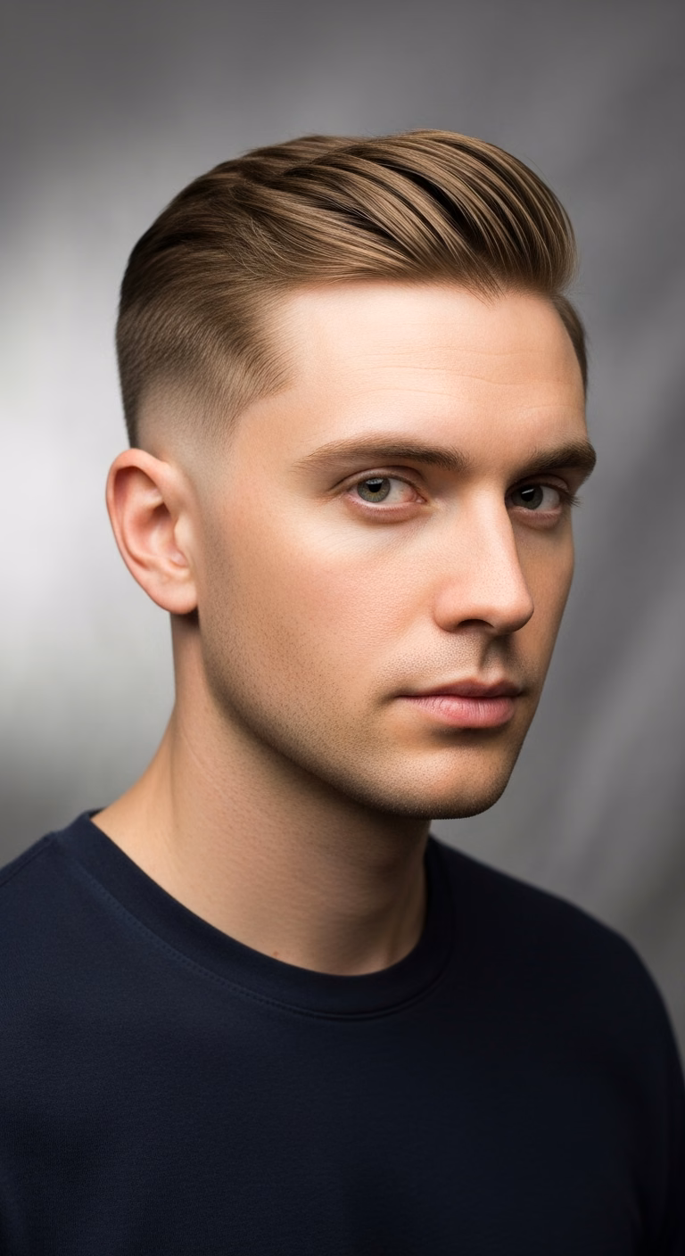 Square Face Classic Side Part