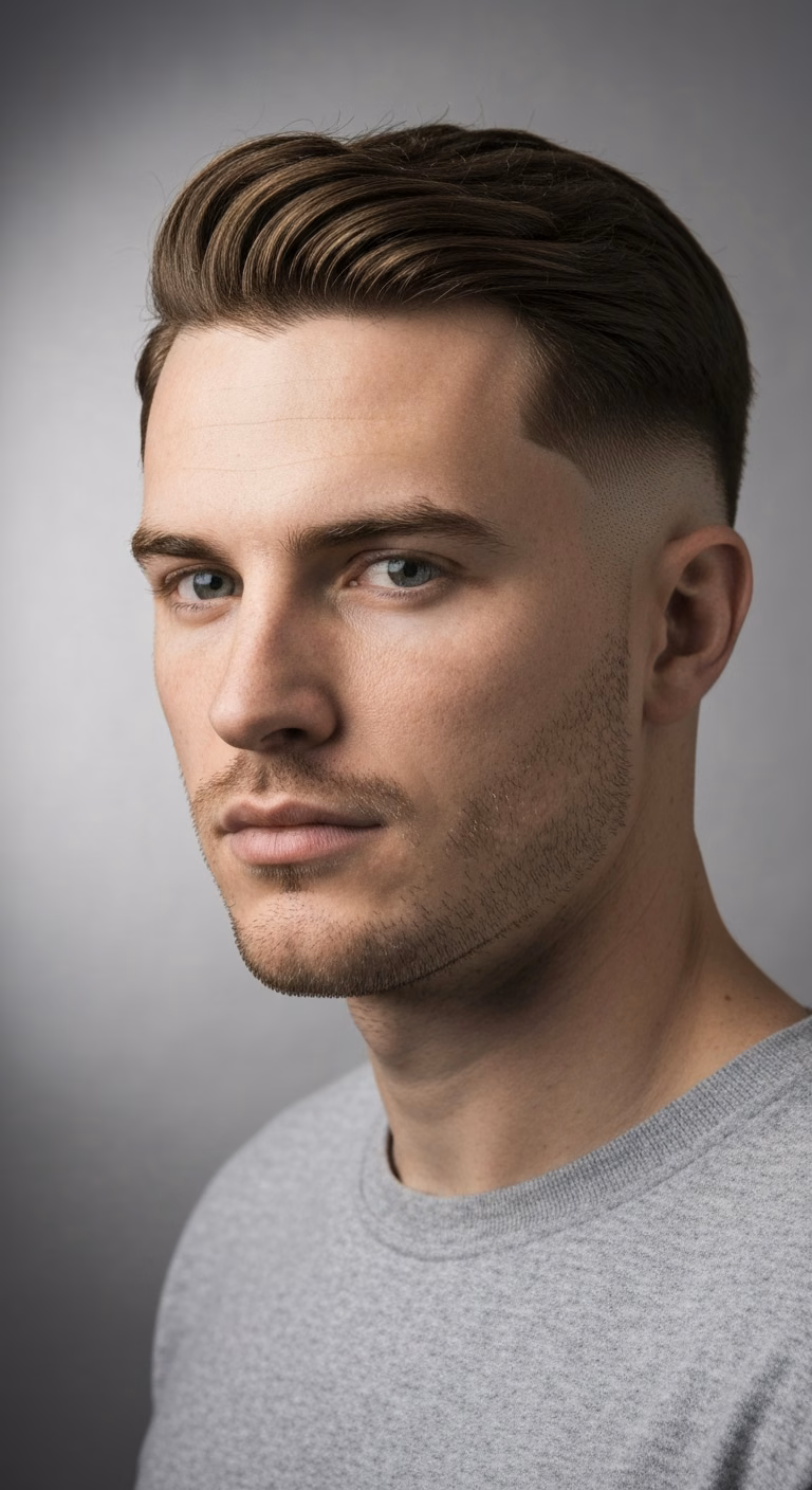 Classic regulation crew cut for men 2026 – #4 top #1 taper, athletic oval face style.