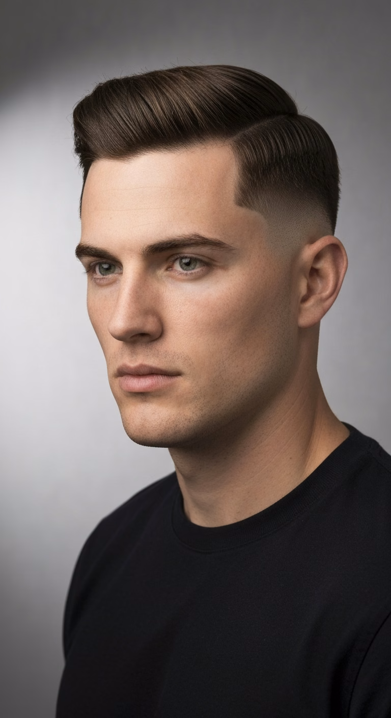 Tapered crew cut for men 2026 – #2-4 gradual fade, round face pro polish.