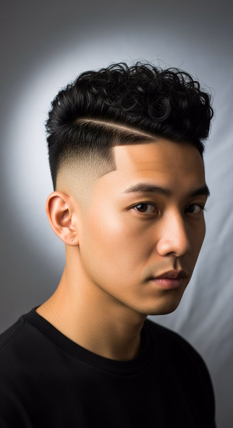 Asian Curly High Top Fade