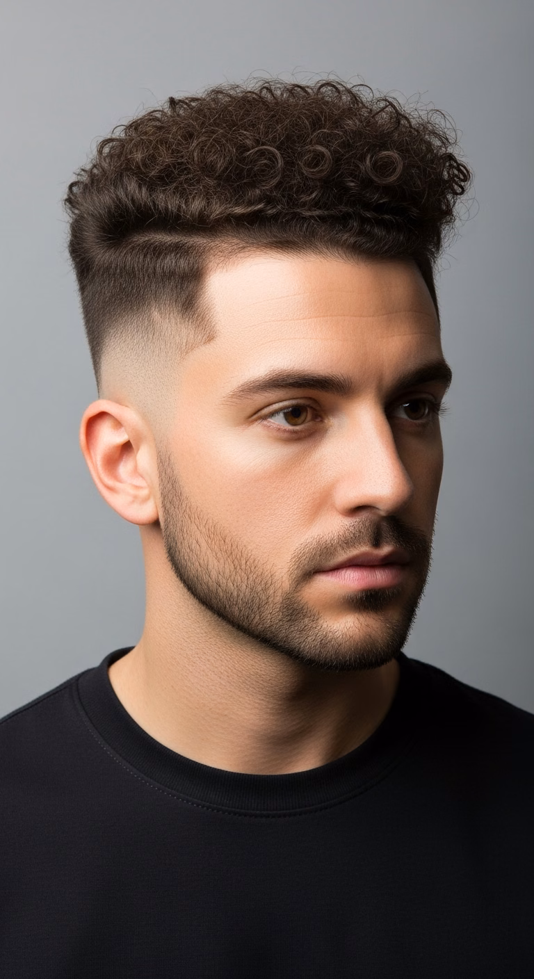 Curly Waves Fade — curly hairstyle for men in 2026