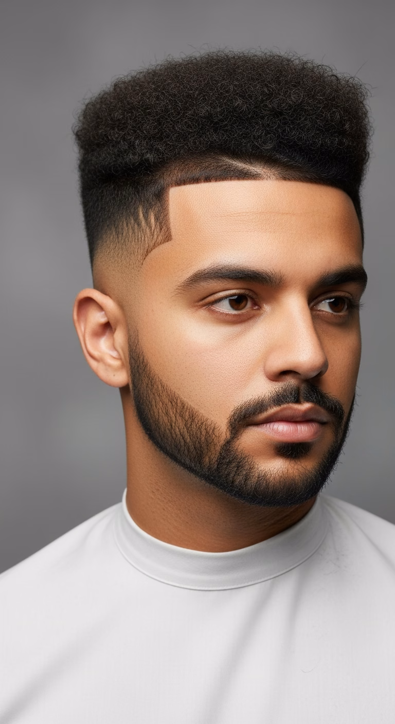 Burst Fade Curly High Top Fade