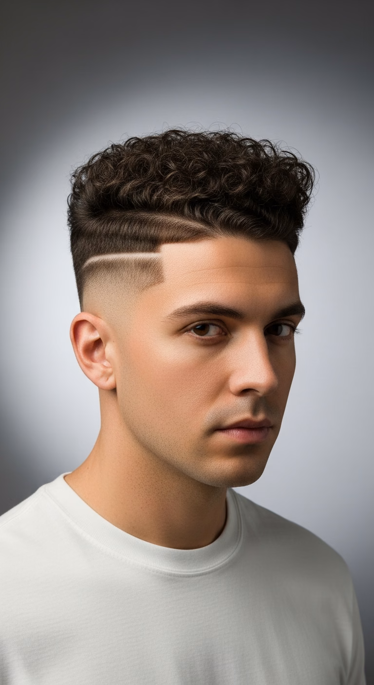 Disconnected Curly High Top Fade
