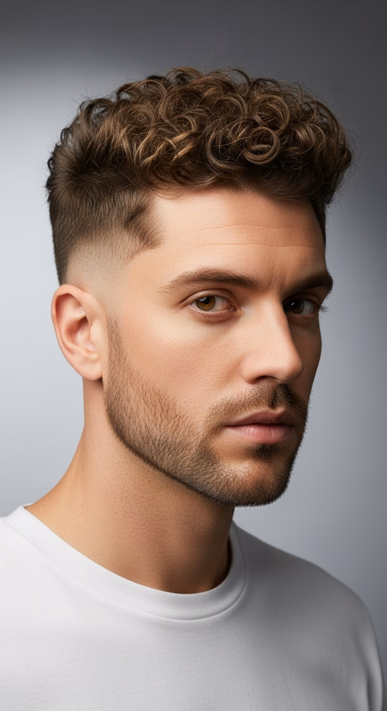 Fine Hair Curly High Top Fade