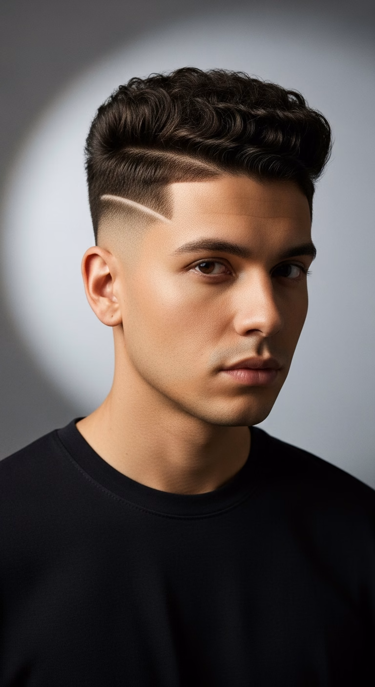 K Pop Curly High Top Fade