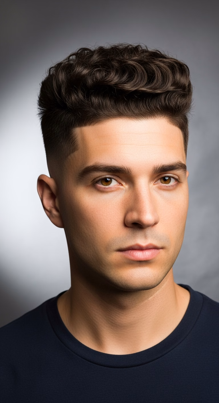 Korean Curly High Top Fade