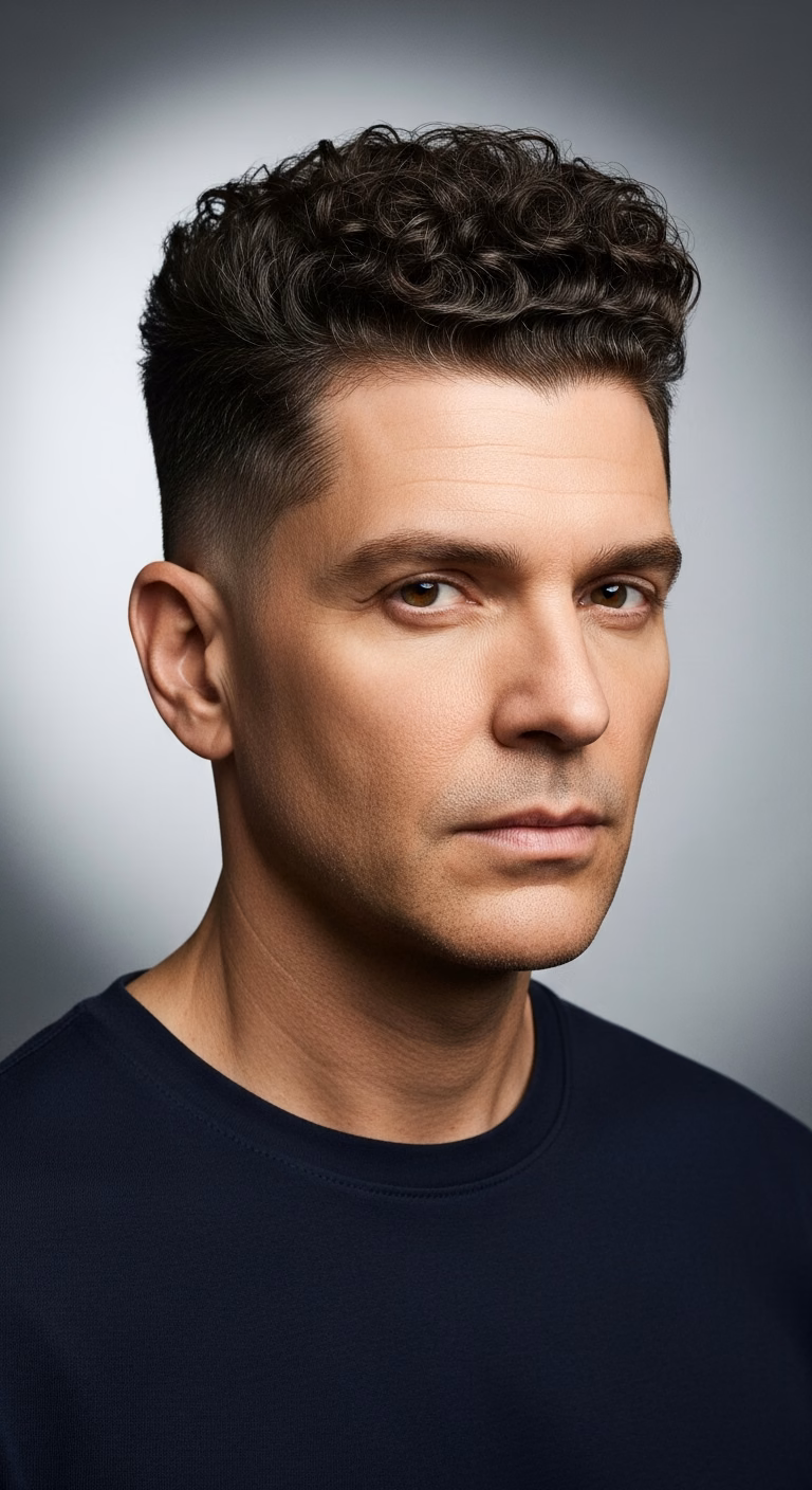 Mature Curly High Top Fade