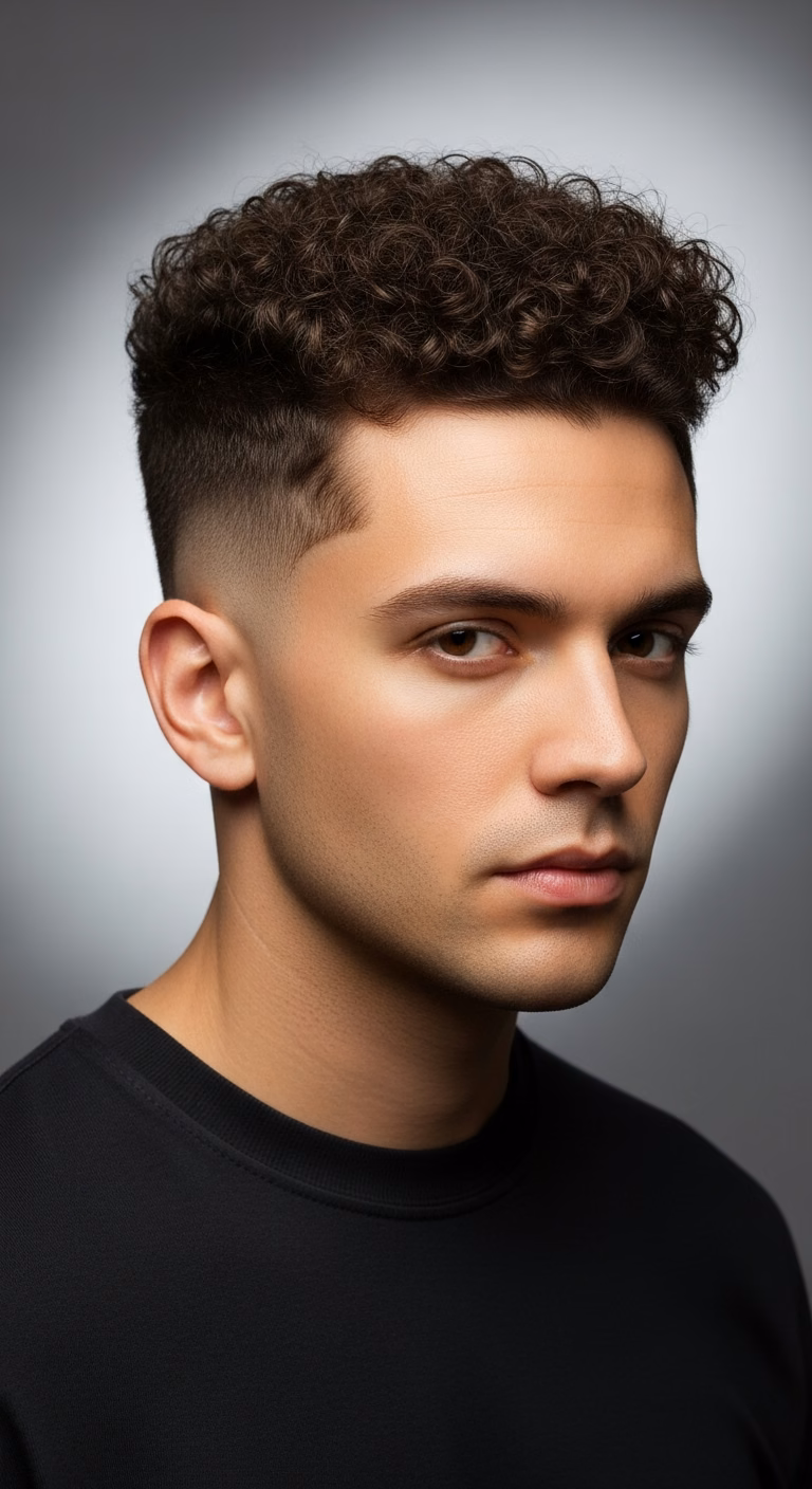 Mid Fade Curly High Top Fade