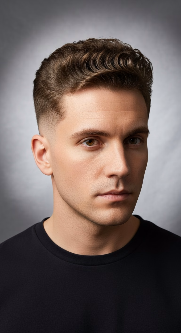 Slicked Back Curly High Top Fade