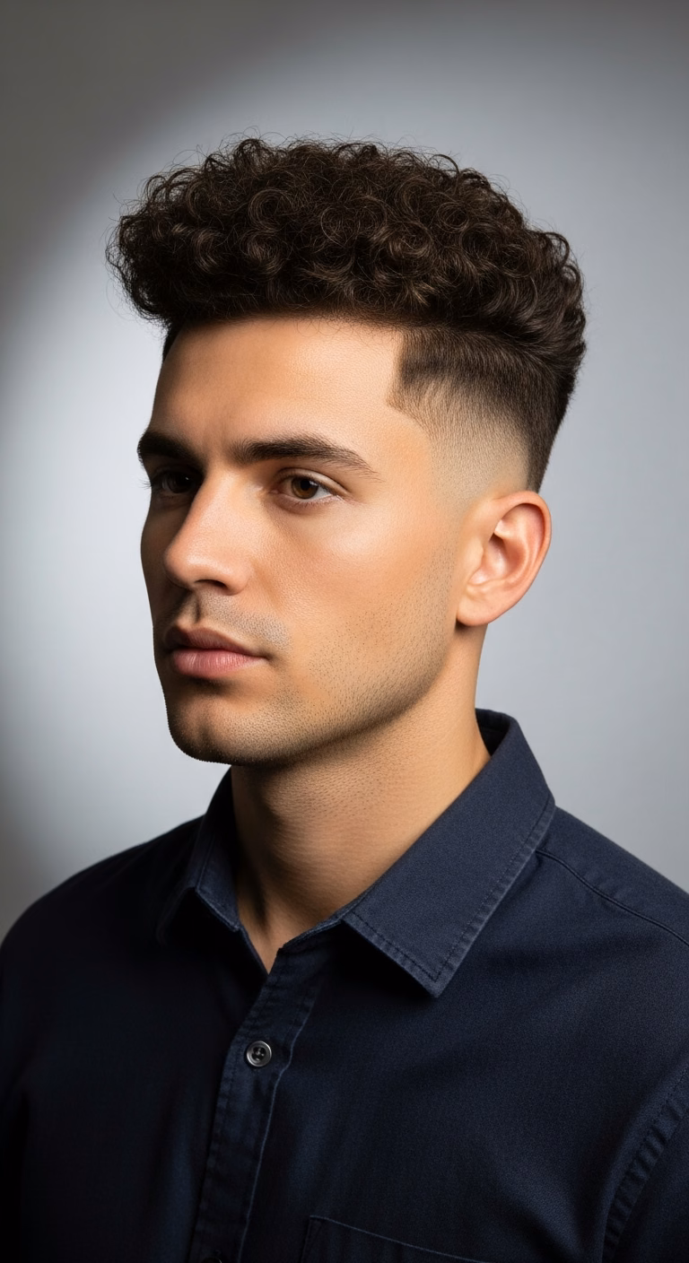 Thick Hair Curly High Top Fade