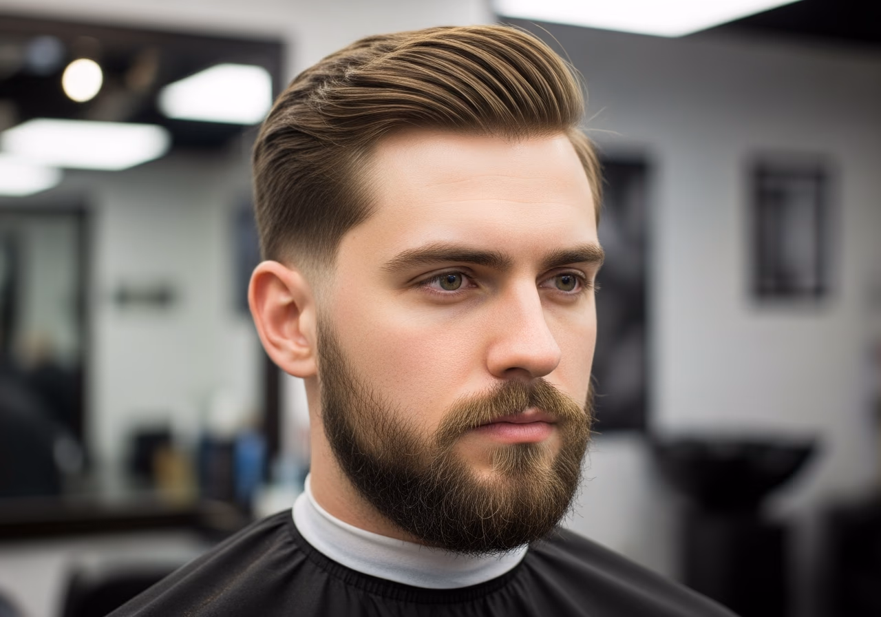 Curtains with Beard — curtains haircut and middle part for men in 2026