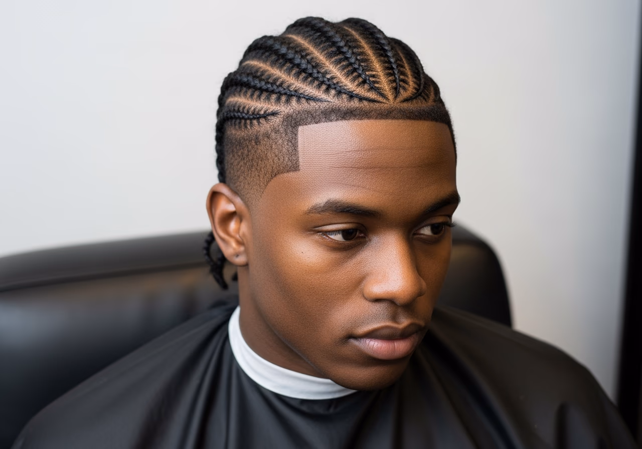 Burst Fade Braided Top — for Black men in 2026