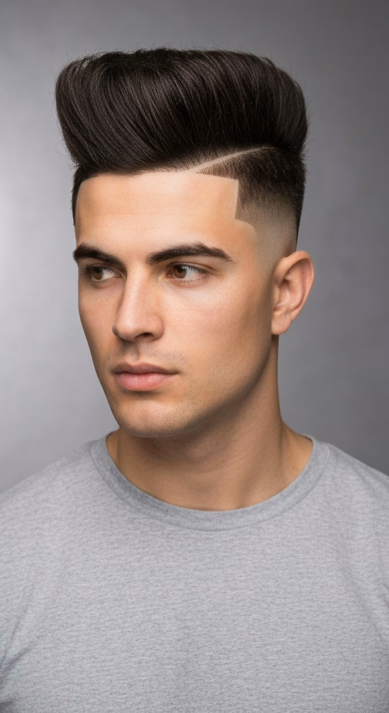Pushed Forward High Top Fade