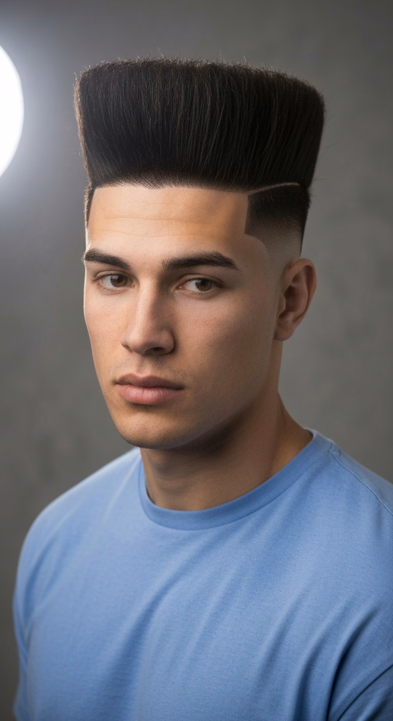 Square Face High Top Fade