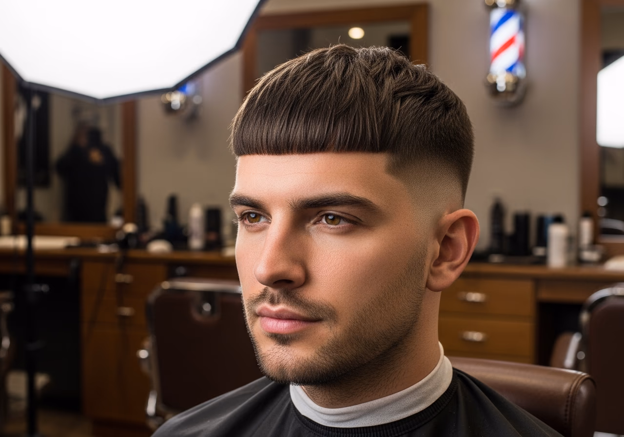 Horizontal Textured Fringe — for men with long or rectangular face shapes in 2026