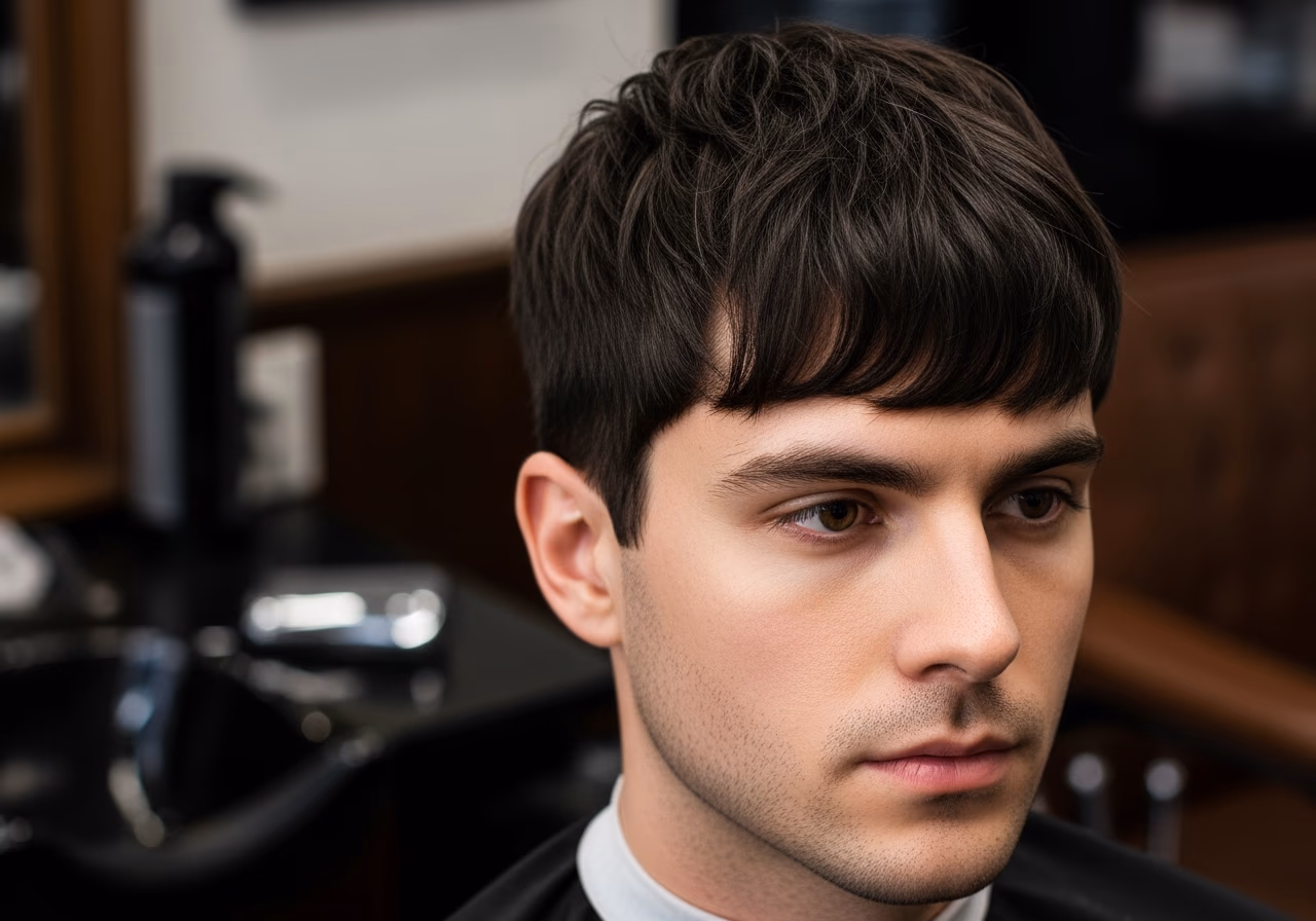 Wide Curtain Fringe Crop — for men with long or rectangular face shapes in 2026