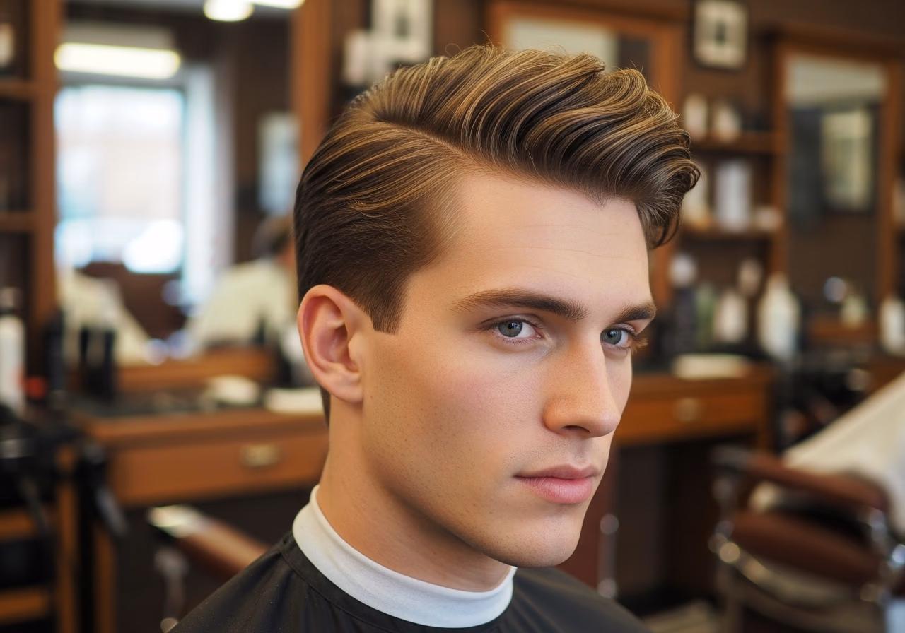 Wide Side Part Volume Cut — for men with long or rectangular face shapes in 2026