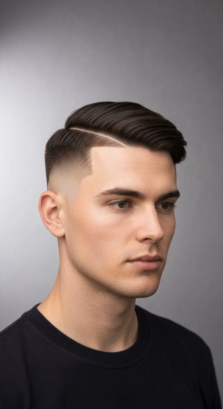 Curtains with Skin Fade — curtains haircut and middle part for men in 2026