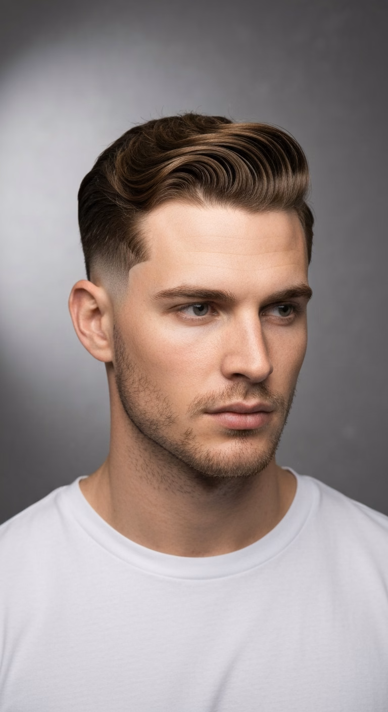 Medium Side Part Fade Diamond — for men with diamond face shapes in 2026