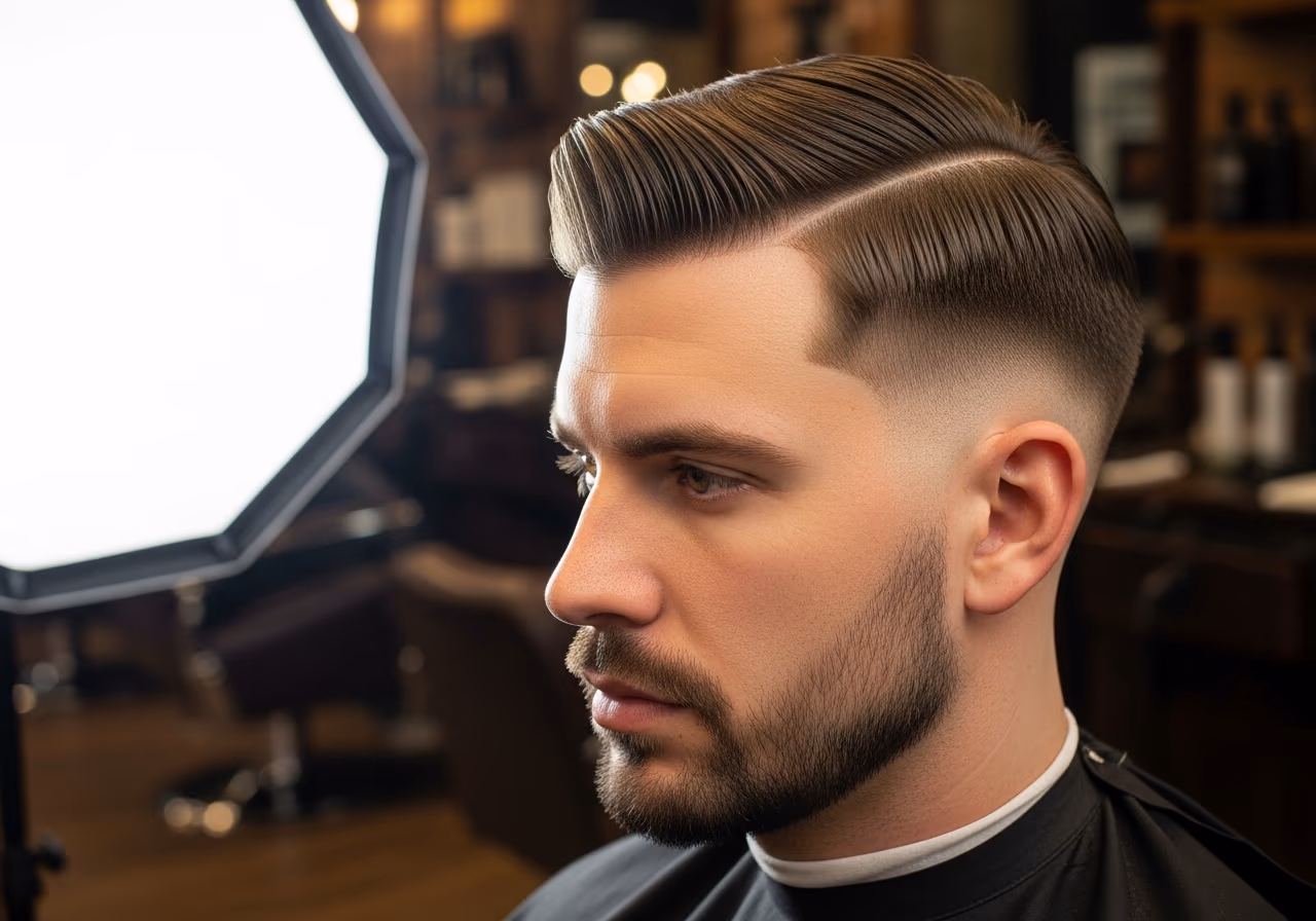 Classic Side Part Fade — for men with round face shapes in 2026