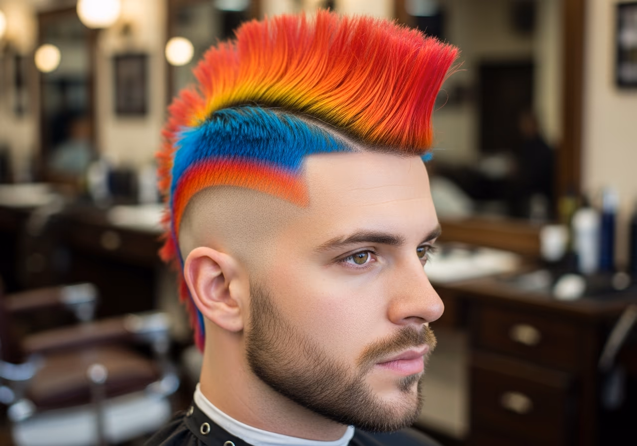 Colourful Mohawk — for men with round face shapes in 2026