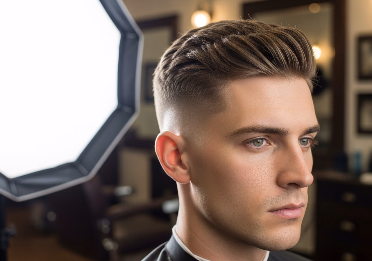 Crew Cut Textured Top — for men with round face shapes in 2026