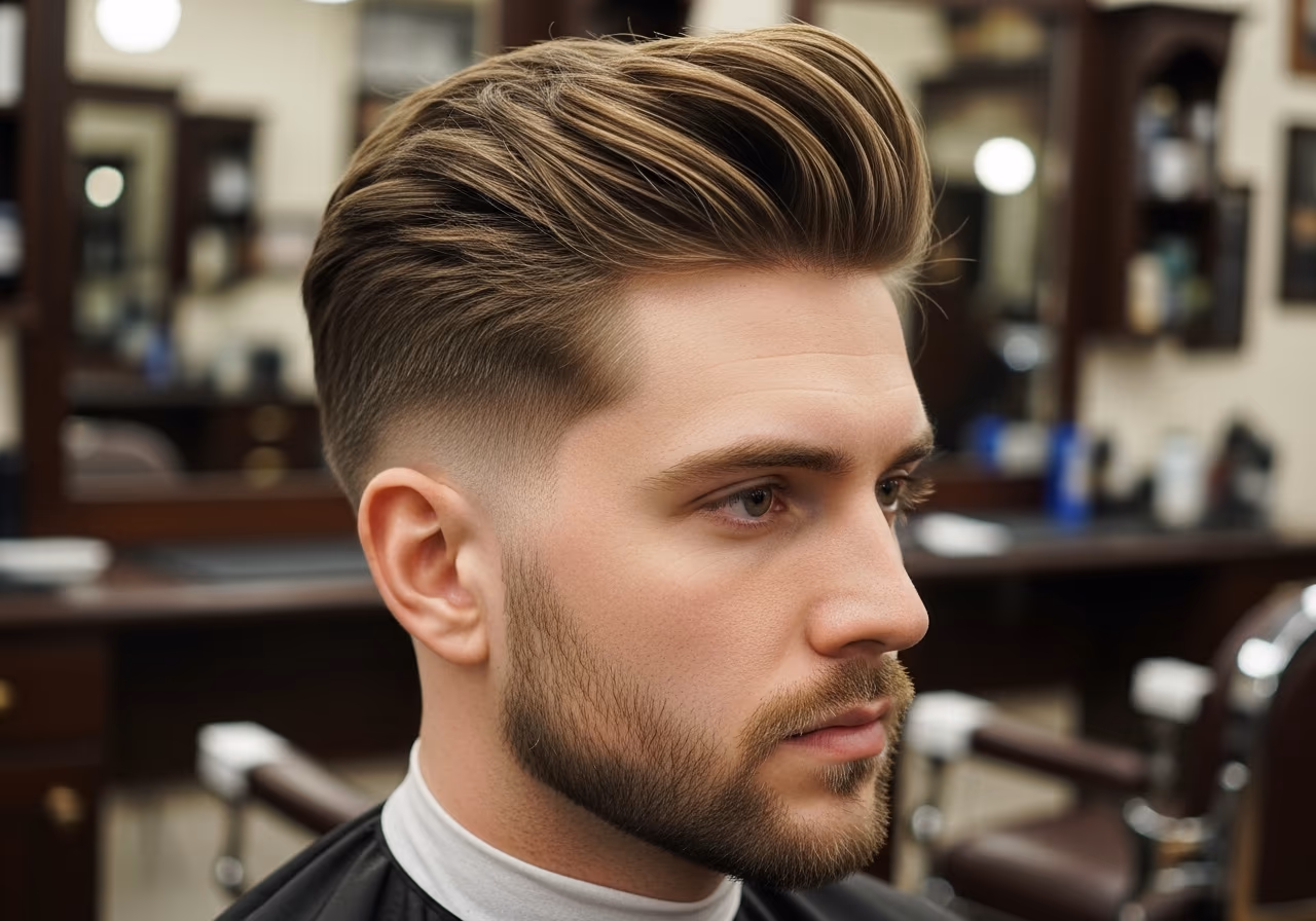 Front Brush Up — for men with round face shapes in 2026
