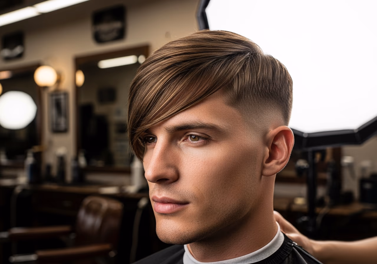 Side Swept Bangs — for men with round face shapes in 2026