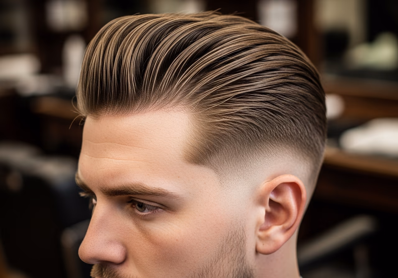 Slicked Back Pompadour — for men with round face shapes in 2026