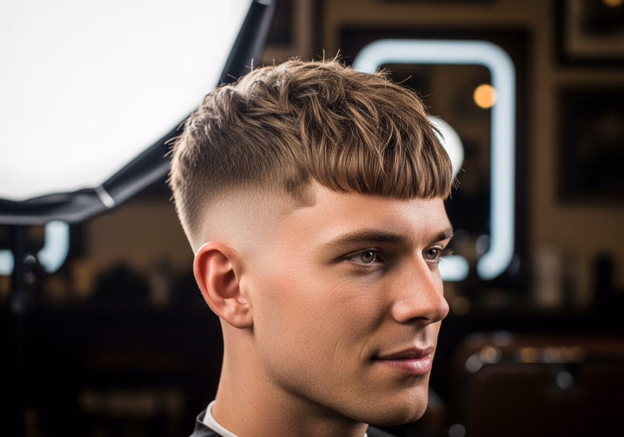 Textured French Crop Round — for men with round face shapes in 2026