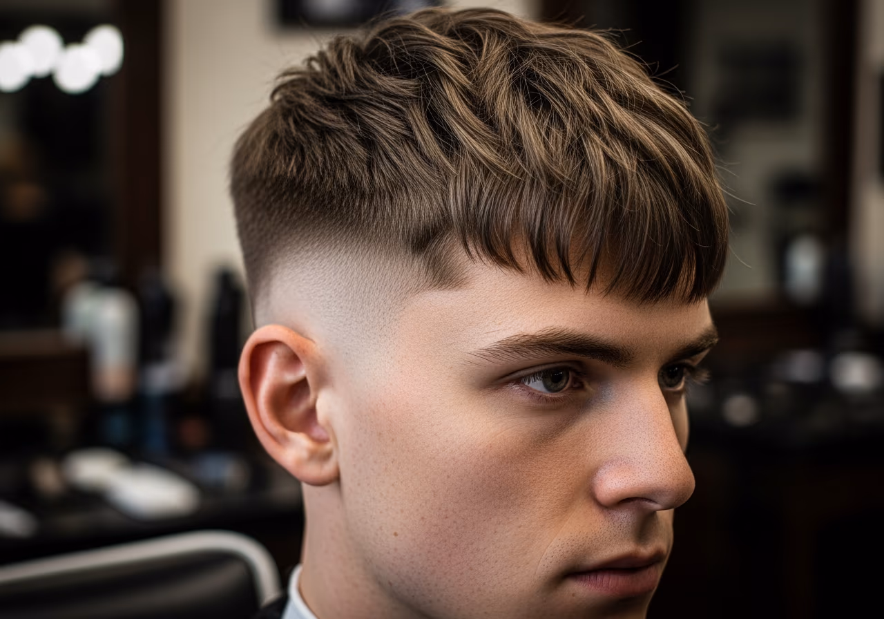 Textured Fringe High Fade — for men with round face shapes in 2026
