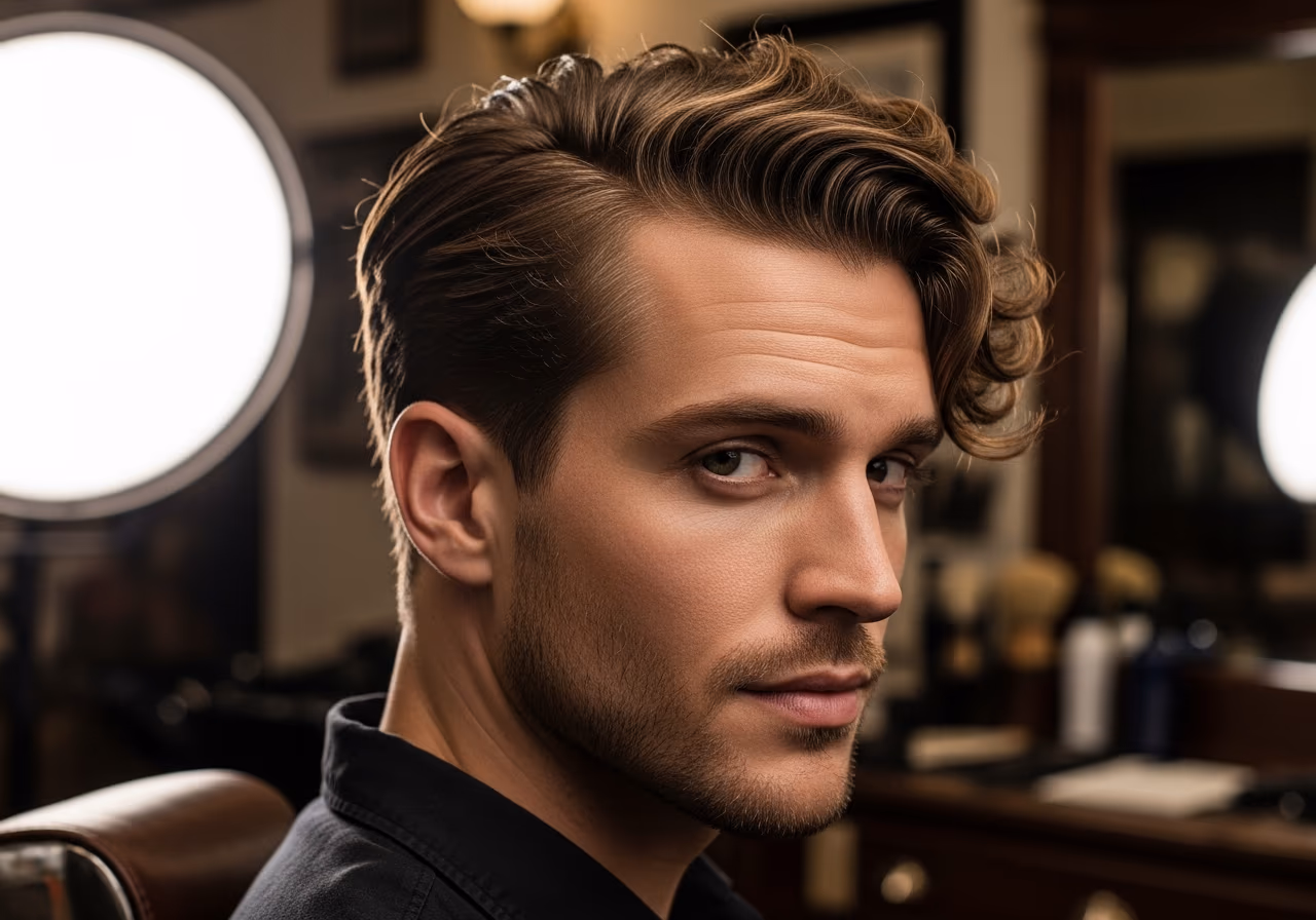 Wavy Side Swept — for men with round face shapes in 2026