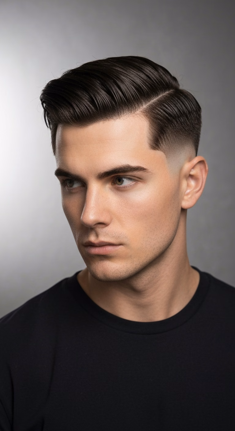 Slicked Back Pompadour — for men with round face shapes in 2026