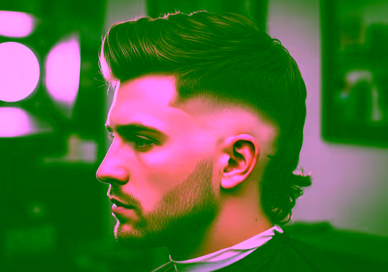 Mullet Burst Fade — modern mullet for men in 2026