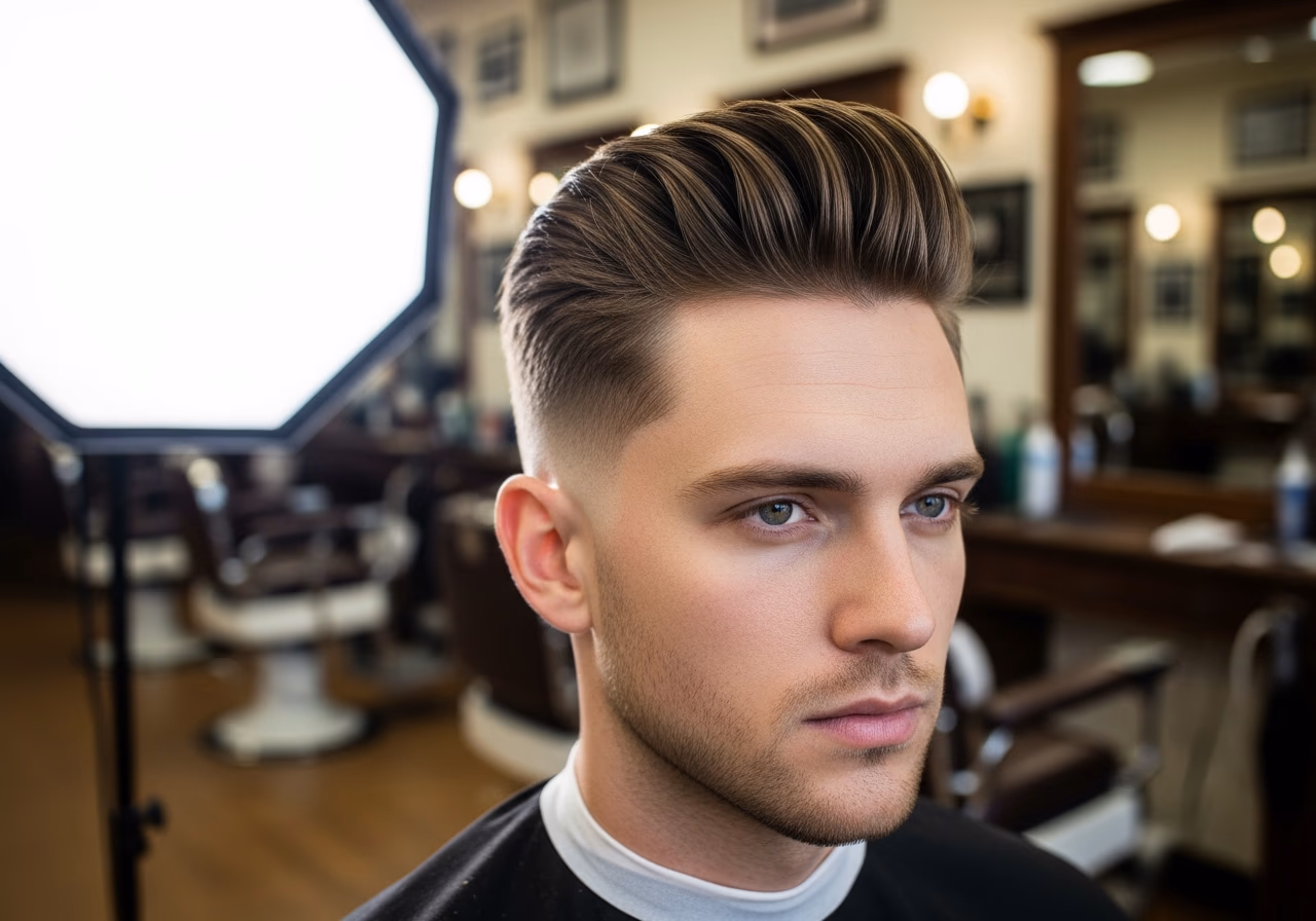 Textured Pompadour Oval — for men with oval face shapes in 2026