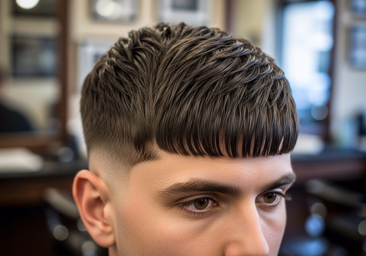 Wide Horizontal Textured Fringe — for men with straight hair in 2026