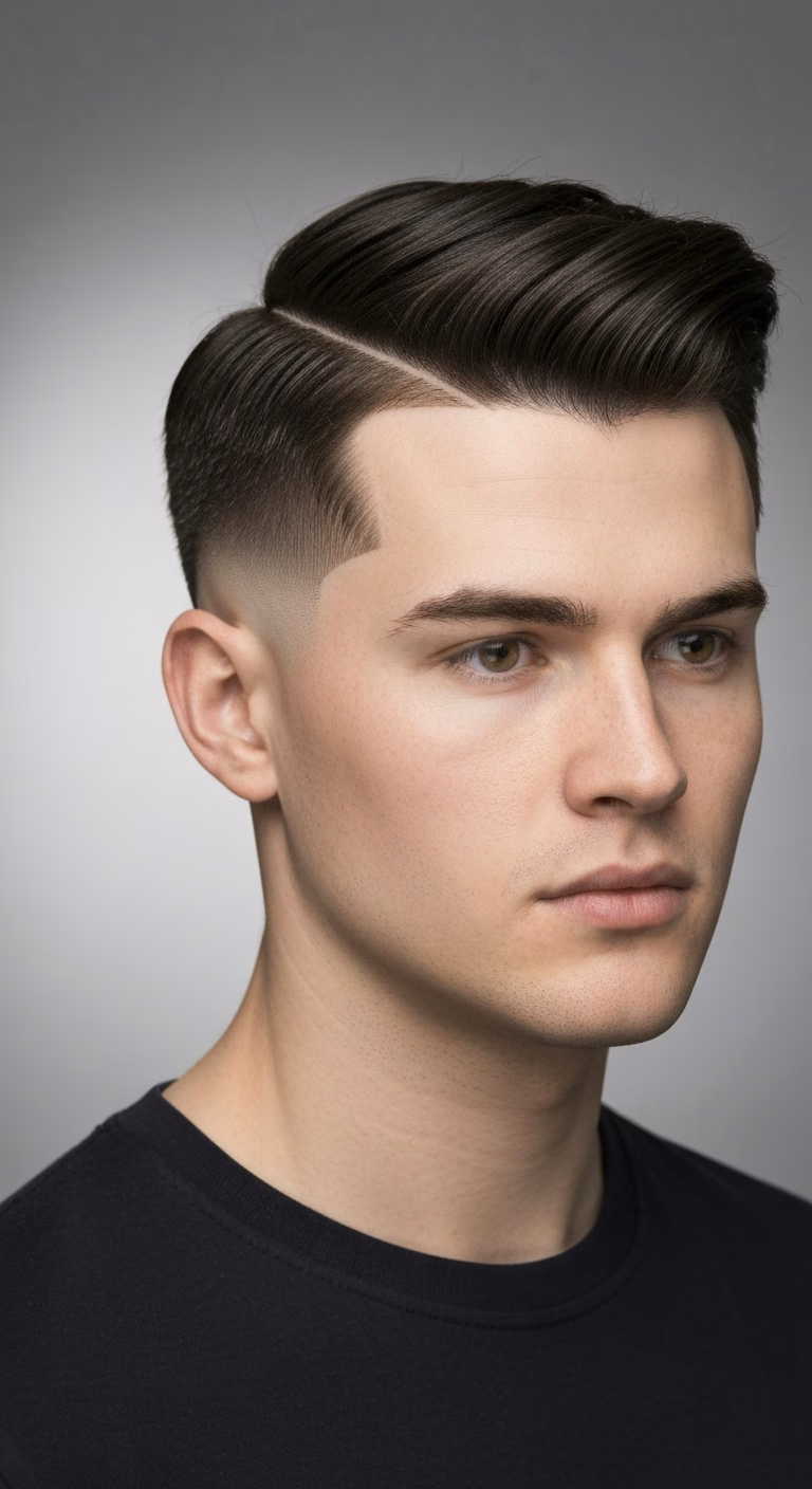 Straight Hair Temple Fade