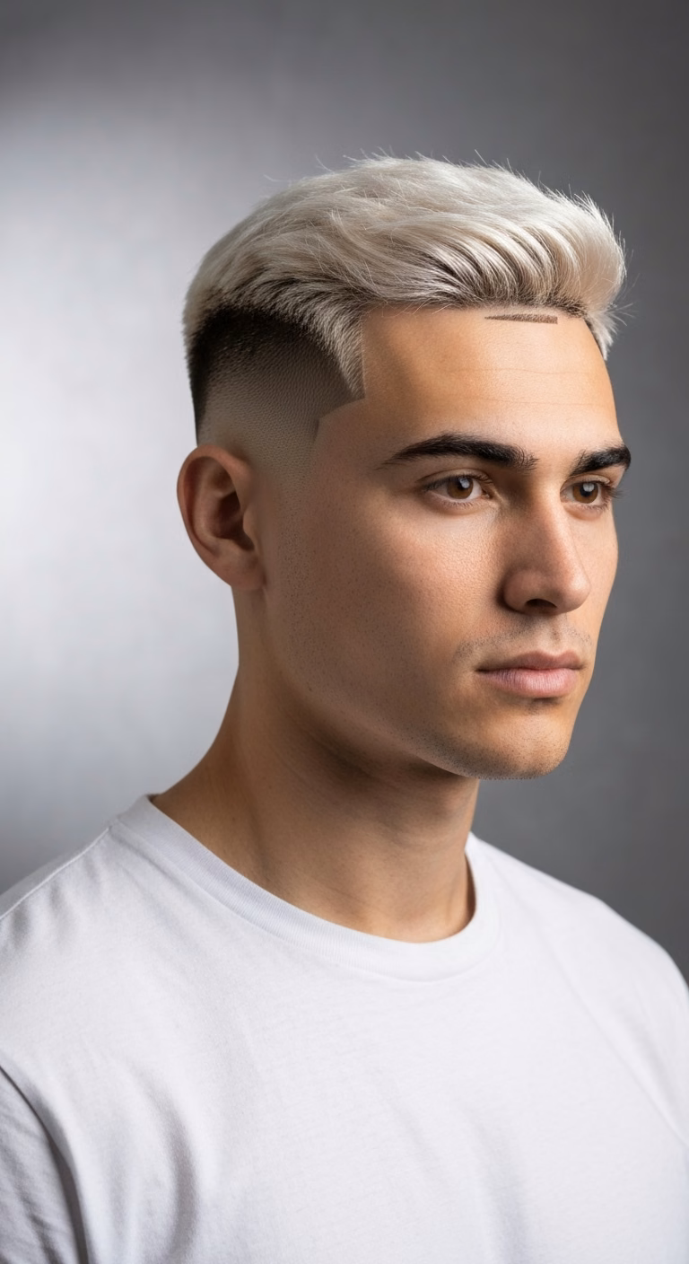 Temple Fade with Bleached Tips