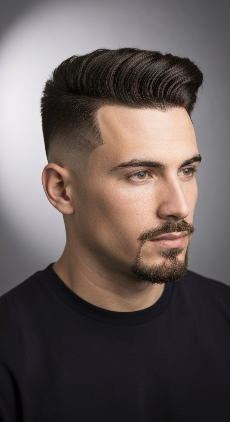 Temple Fade with Goatee - Temple Fade Haircuts for Men