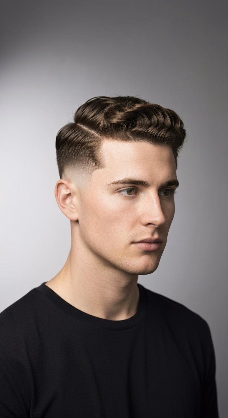 Wavy Hair Temple Fade - Temple Fade Haircuts for Men